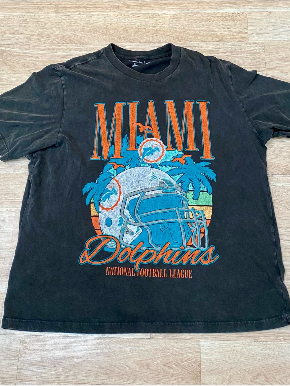 Abercrombie Fitch Miami Dolphins T-Shirt Men’s XLT TALL Faded Black Vtg Inspired